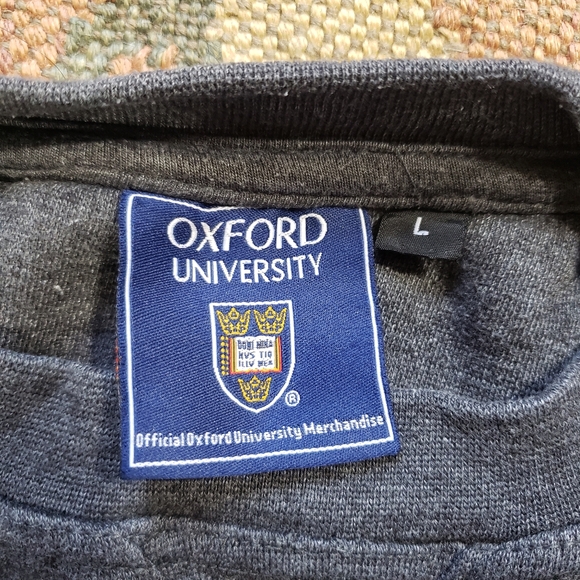 SOLD Oxford University Embroidered Logo Crewneck Sweatshirt Large Gray Pullover - Picture 6 of 11